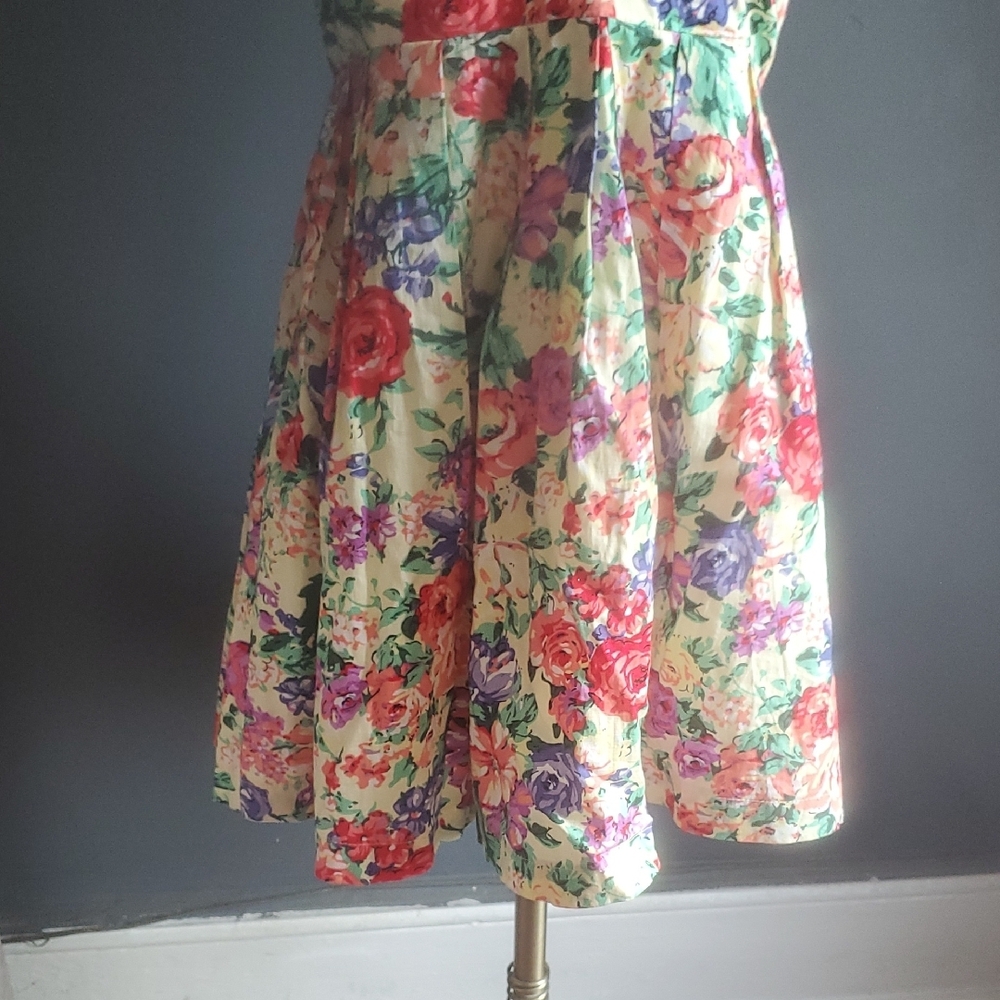 Sans Souci Pink and Green Pleated Strapless Sundress Sz M - Picture 10 of 17
